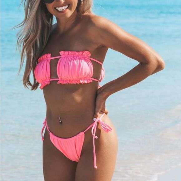 NWT Byoauo Hot Pink Bikini Swim Top Size Large - Picture 4 of 8